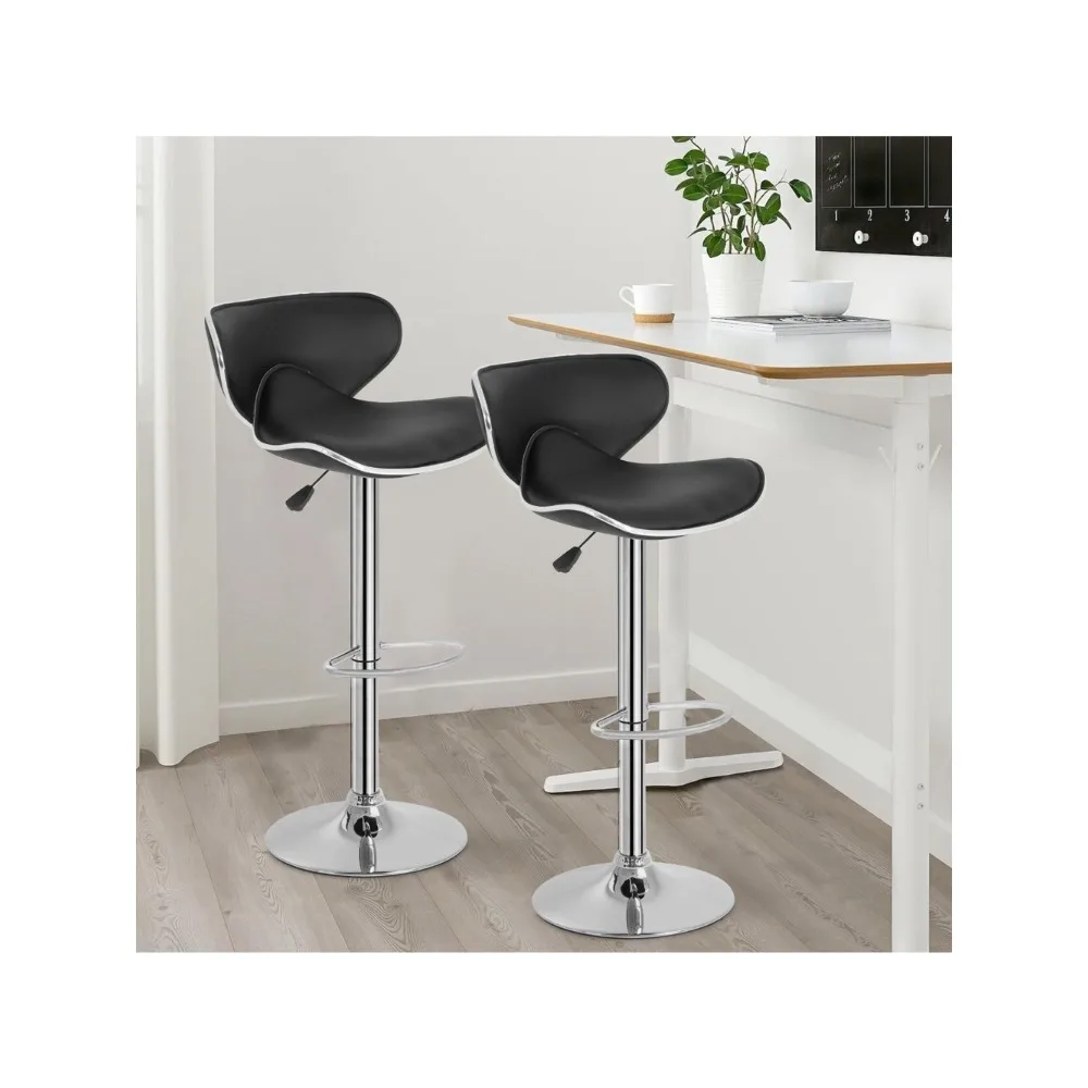 Bar Stools Set of 2, Counter Height Adjustable Bars Stools with Back Bars Stool PU Leather Swivel Bar Stool Kitchen Counter Bar