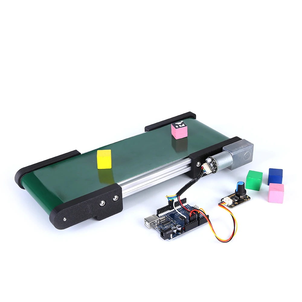 OpenCV Conveyor 320mm Mini Conveyor PU Belt Vending Machine DC Track Cargo Lane Automatic Conveyor Belt Automated learning