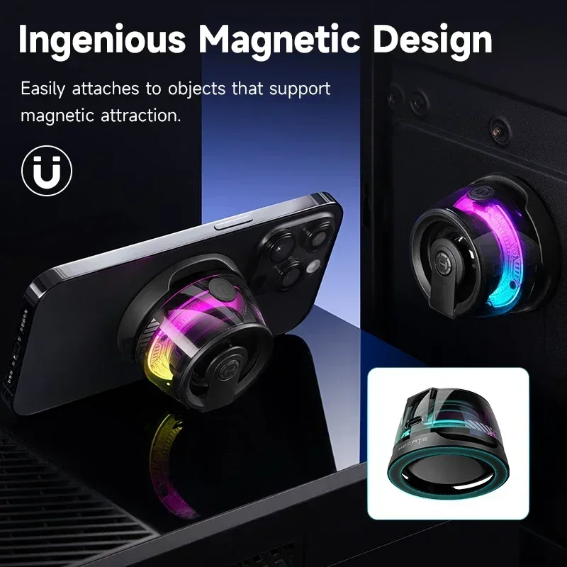 G200 portable mini magnetic bluetooth speaker RGB light speaker mobile phone holder wireless speaker home ktv machine