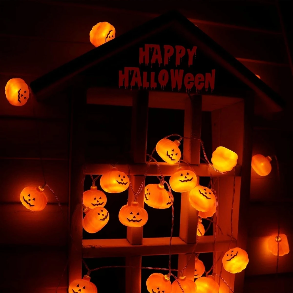 1 ชิ้น 10/20 LED 3D ฟักทอง String Light บรรยากาศฮาโลวีนโคมไฟตกแต่งแบตเตอรี่ขับเคลื่อนสําหรับห้องนอนหน้าแรก Party เทศกาลตกแต่ง