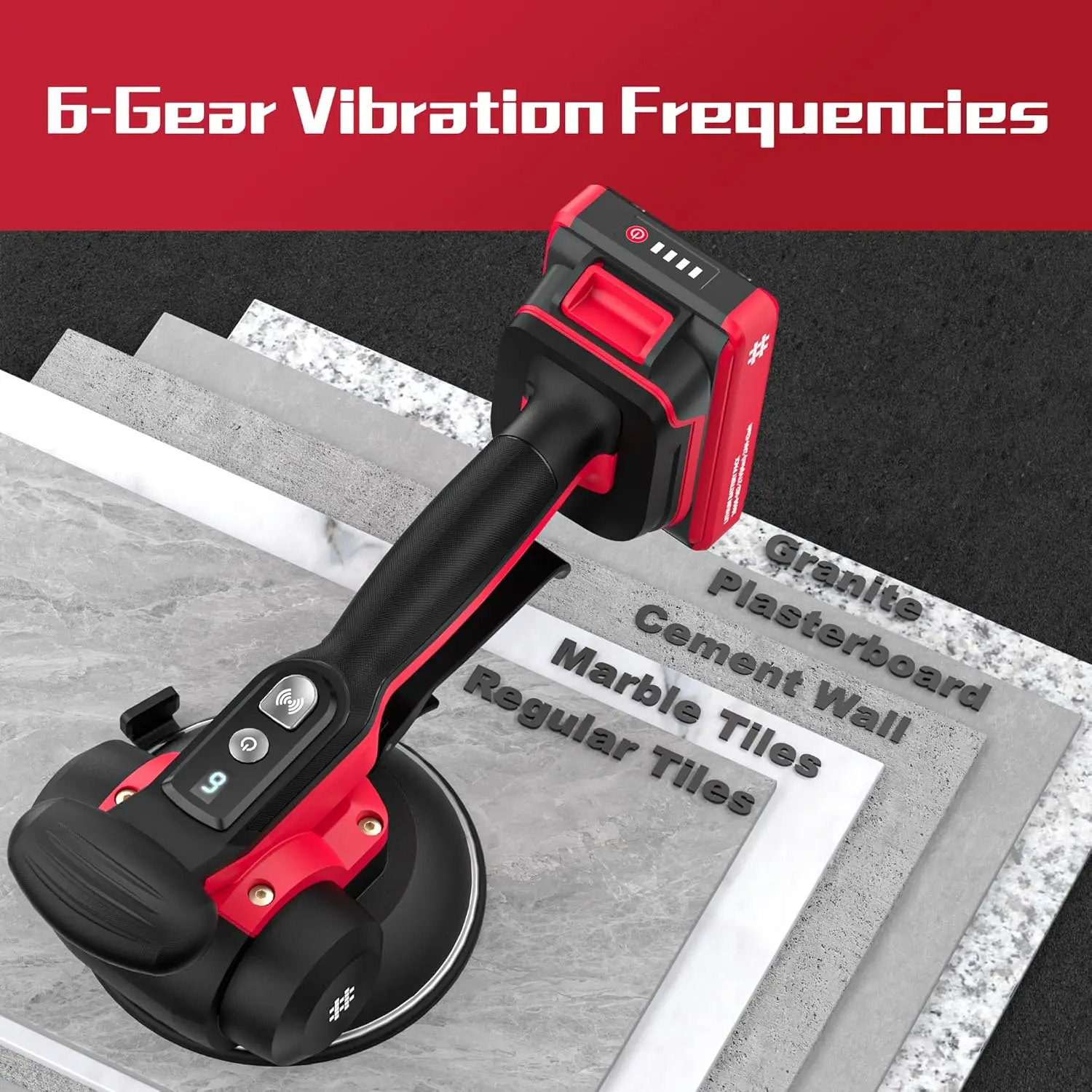 Cordless Tile Vibration Machine with 6 Speeds & Suction Cup