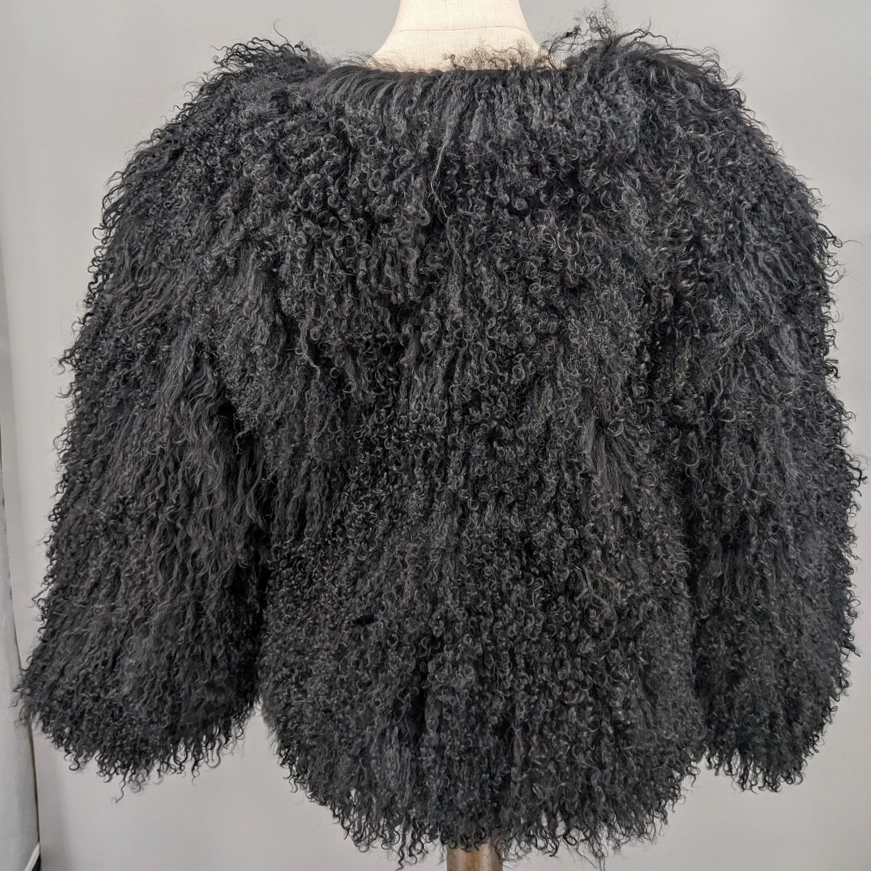 Women's Winter Mongolian Sheep Fur Fluffy Natural Fur Jacket Lady Thick Warm Outerwear eight-sleeve 240903