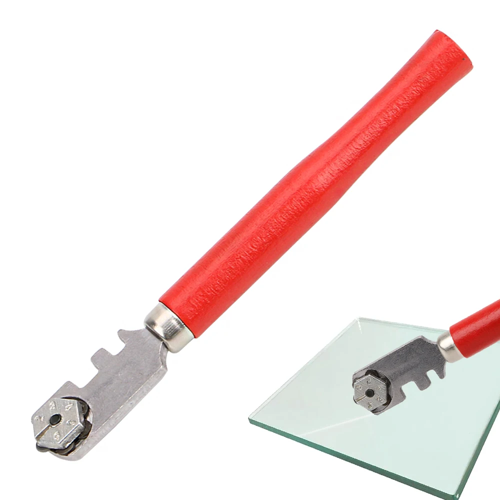 1 PCS Professional Glass Tile Cutter Window Craft Wooden Handle 130mm for Hand Tool Diamond Tipped Portable Glass Cutter Tools