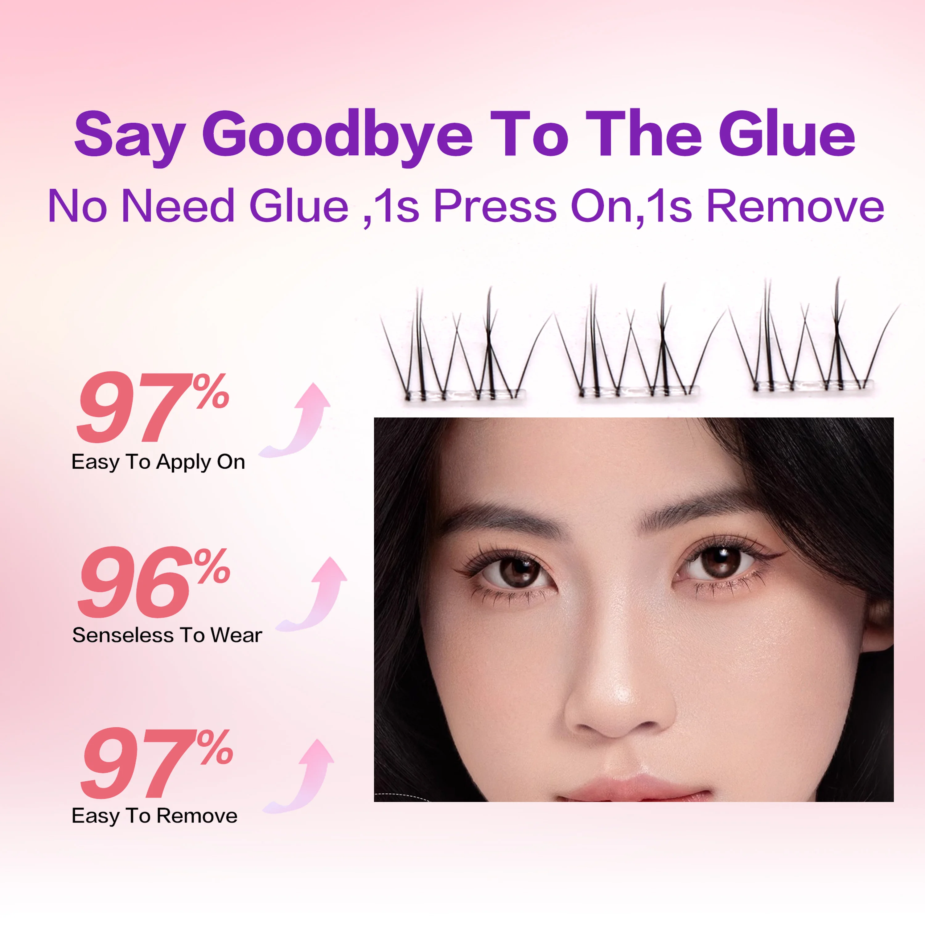 FindLove Pre Glued Lower Lashes No Glue Need Eyelash Extension Set Natural Reusable Bottom Lash Self Adhesive False Eyelash
