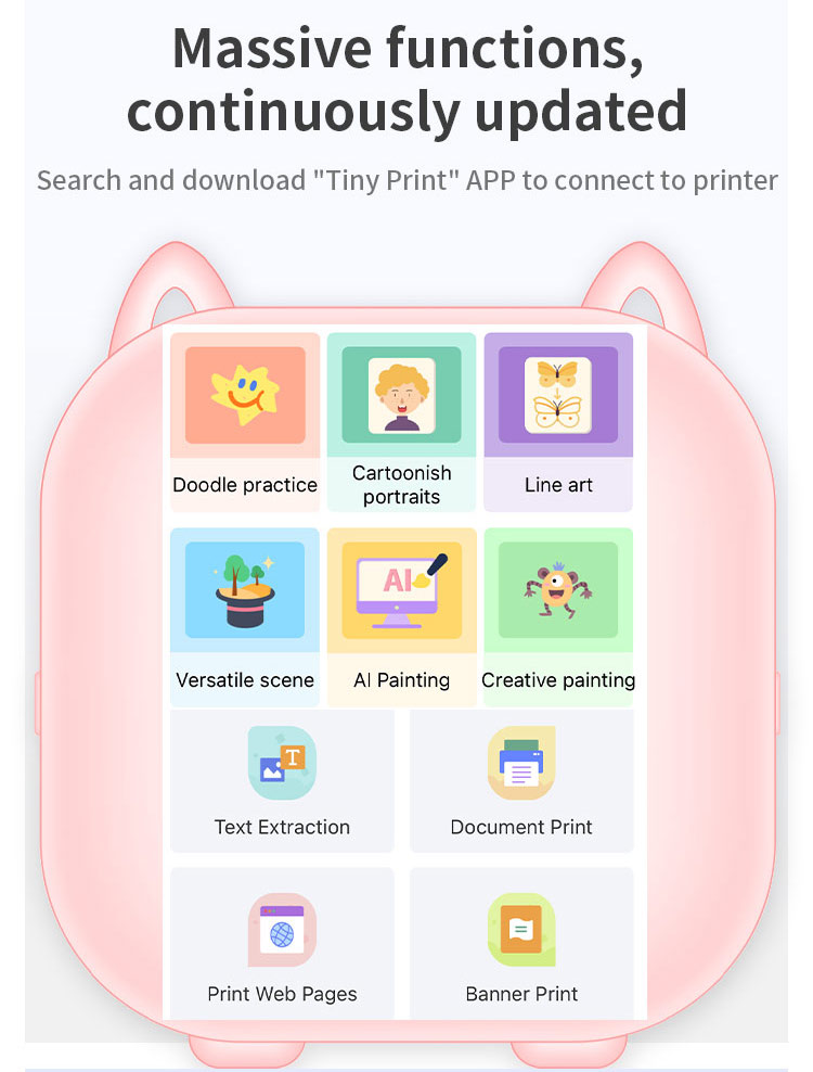 Mini impresora térmica para fotos, etiqueta autoadhesiva para notas de estudio, preguntas incorrectas con Cable USB, Bluetooth, múltiples fuentes, BT