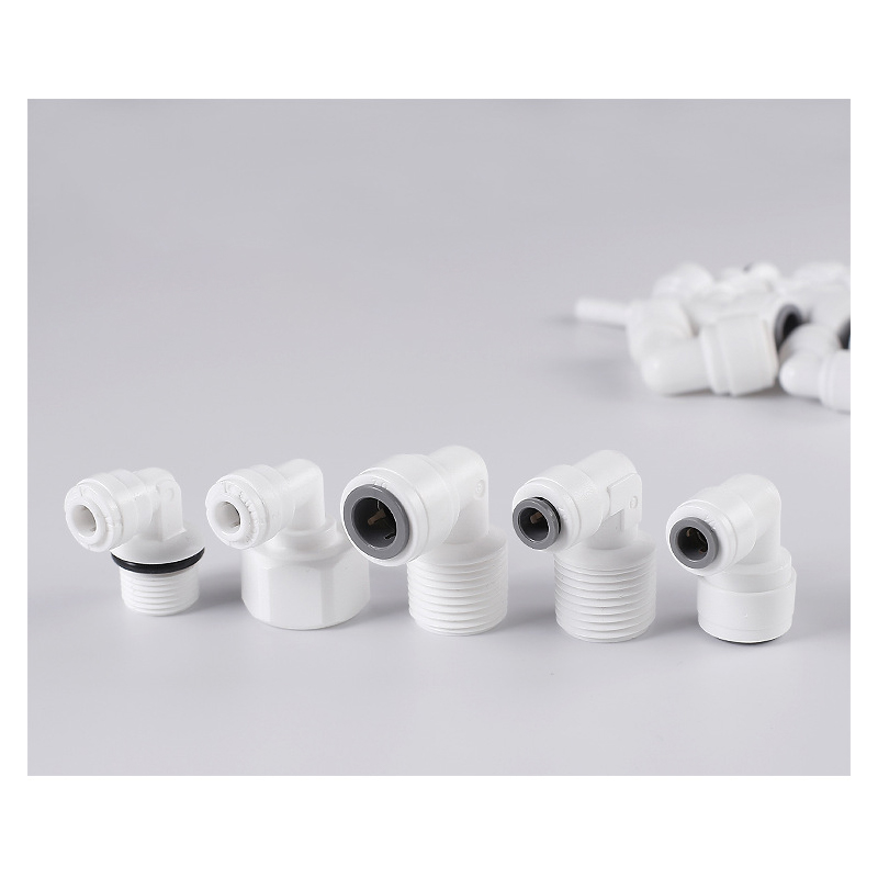 Codo de ángulo recto, accesorio de agua RO, manguera de 1/4 ", Pope, conector de rosca macho hembra de 3/8", filtro, piezas de ósmosis inversa