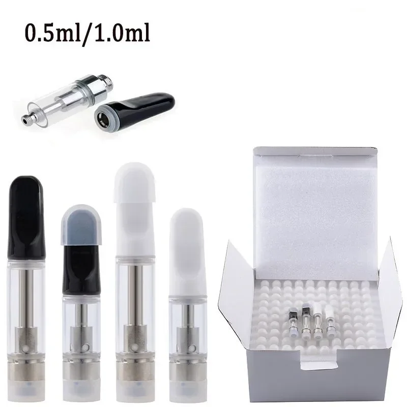 10 Stück TH205 Vape-Kartuschen 0,5 ml 1,0 ml CC-ell-Zerstäuber Keramikspule Schwarz/Silber/Gold/Holz-Tropfspitzen 510-Gewinde dicker Öltank
