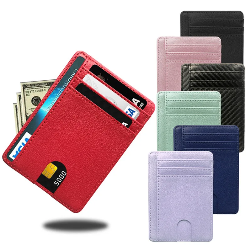 Cartera de cuero con bloqueo RFID delgada con 8 ranuras, tarjetero para tarjetas de identificación de crédito, funda para dinero, funda antirrobo para hombres, mujeres y hombres, bolsos de moda