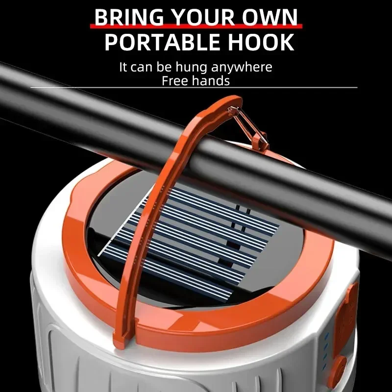 Super jasna żarówka kempingowa Solar LED 6 trybów oświetlenia USB Akumulator Power Bank Outdoor BBQ Namioty Wiszące światło awaryjne