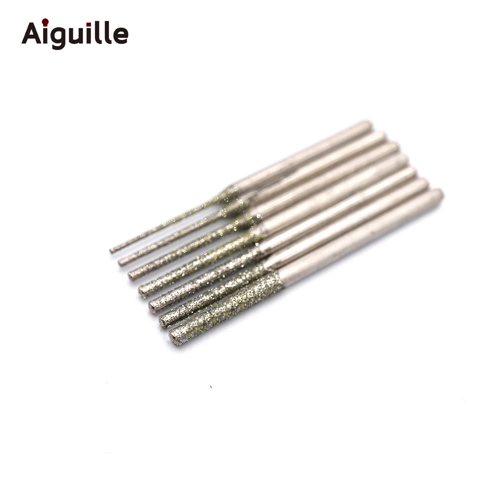 20 ชิ้น/เซ็ตเพชรจุดเจาะเพชร Bits Ultralong เจาะ Bits 0.8 มม.-2.5 มม.หยกหินบด Burr