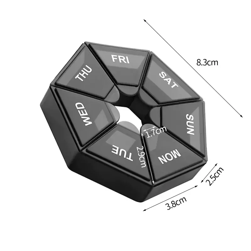 2er-Pack Mini 7-Tage-Pillen-Organizer: tragbarer Medikamenten spender mit sieben Unterteilen