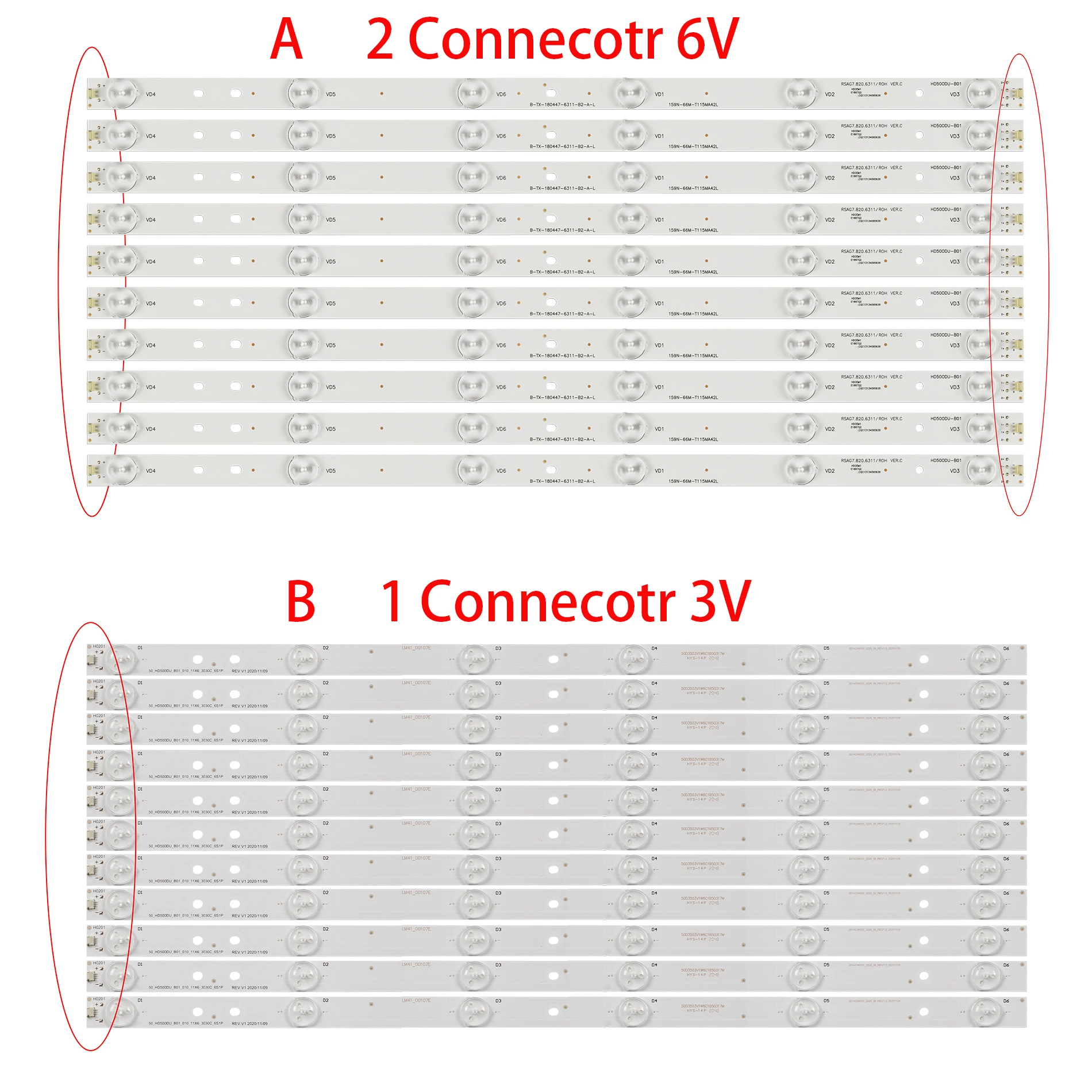 Taśma LED do HISENSE_50_HD500DU-B01_11X6_3030C_3S1PX2 50K321UW LTDN50K321 LTDN50K321UWTSEU 50CU6000 RSAG7.820.6311 LED50EC620UA