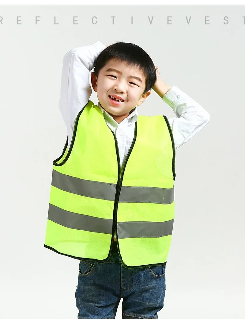 Chaleco de seguridad de alta visibilidad para niños, chaleco con tiras reflectantes, ropa de tráfico, ropa reflectante