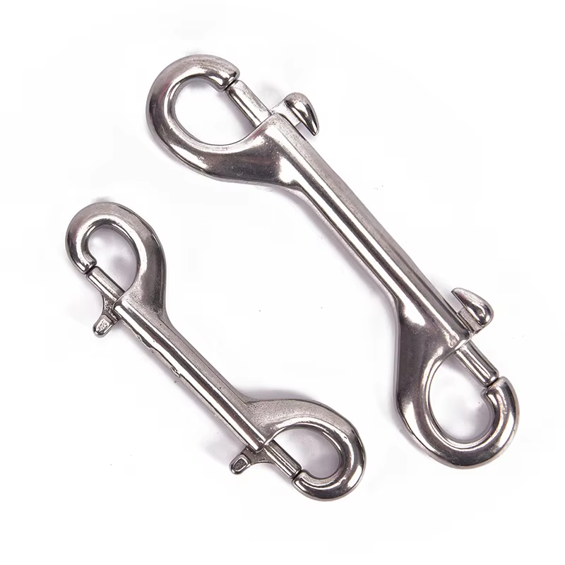 ขนาด 65 มม.90 มม.100 มม.115 มม.Double Ended ดําน้ํา Hook สแตนเลสสตีล Eye Bolt Snap Hook Quick Draw Link Carabiner