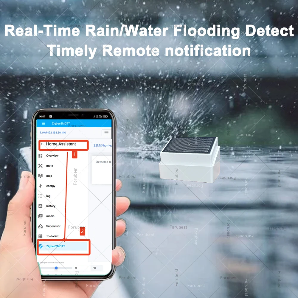 Czujnik deszczu Zigbee Rain Drop z detekcją jasności światła dla Tuya Smart Life / Home Assistant / Automatyka Zigbee2MQTT