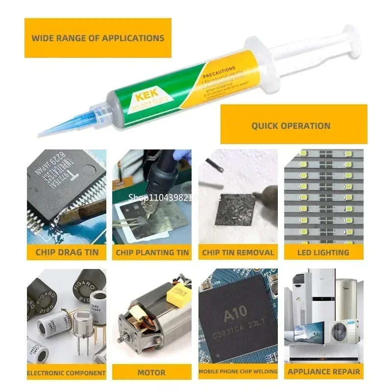 Solder Paste ตะกั่วบัดกรี Flux Paste PCB ซ่อมวงจรซ่อมอุณหภูมิสูง Solder Low-Melt Alloy เตาอบ Reflow ลูกบัดกรี