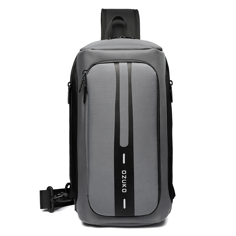 OZUKO Casual USB Sling Bag carregamento para homens, multifunções Crossbody Bag, sacos anti-roubo de ombro Messenger, saco impermeável masculino