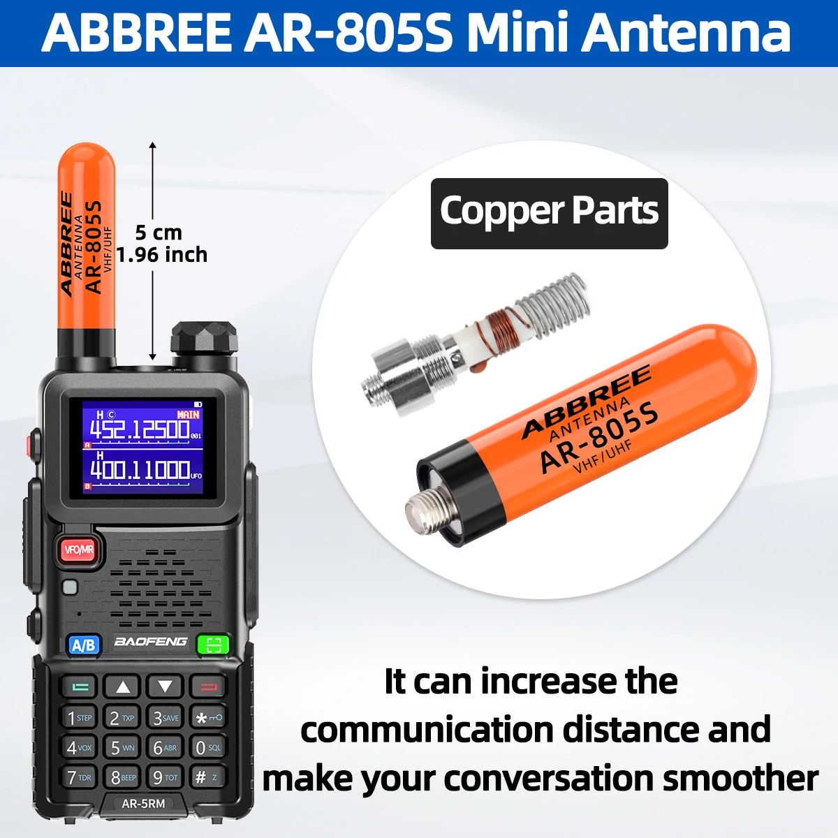 1/2 pçs nova abbree AR-805S walkie talkie antena sma-fêmea uhf vhf para UV-5R UV-32 UV-21 pro v2 quansheng UV-K5 8 tk11 rádio amador