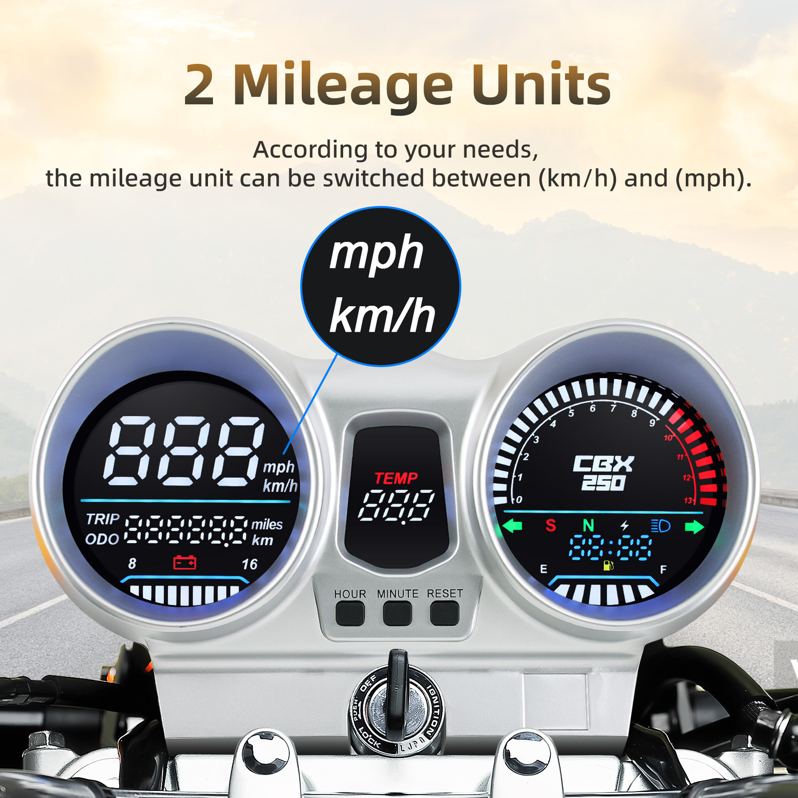 LED Digital 12V Motorcycle Speedometer Gauge Tachometer Odometer Dashboard For Honda CBX250 CBF250 Twister 2001-2008 Waterproof