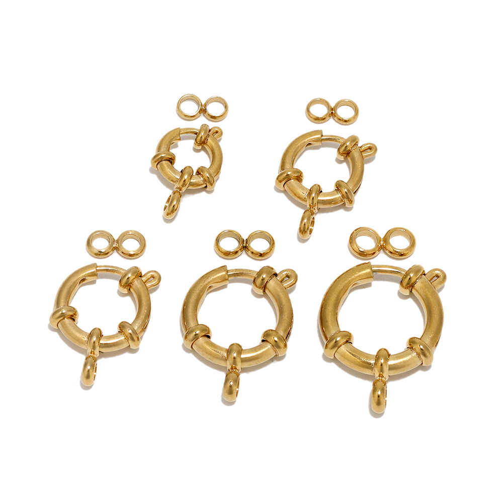 4 pçs de aço inoxidável redondo primavera anel fechos diy clavícula colar ganchos jóias fazendo 8 conectores descobertas pulseira suprimentos