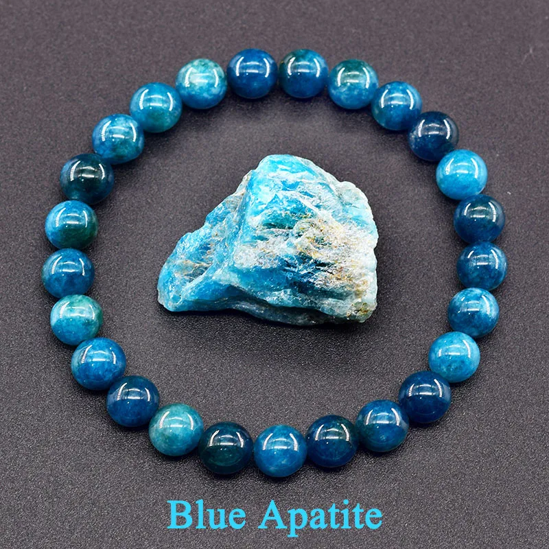 Pulseras de cuentas de apatita azul Reiki originales para hombres y mujeres, piedra Natural, circulación sanguínea, estimula el entusiasmo, joyería para el cuidado de la salud