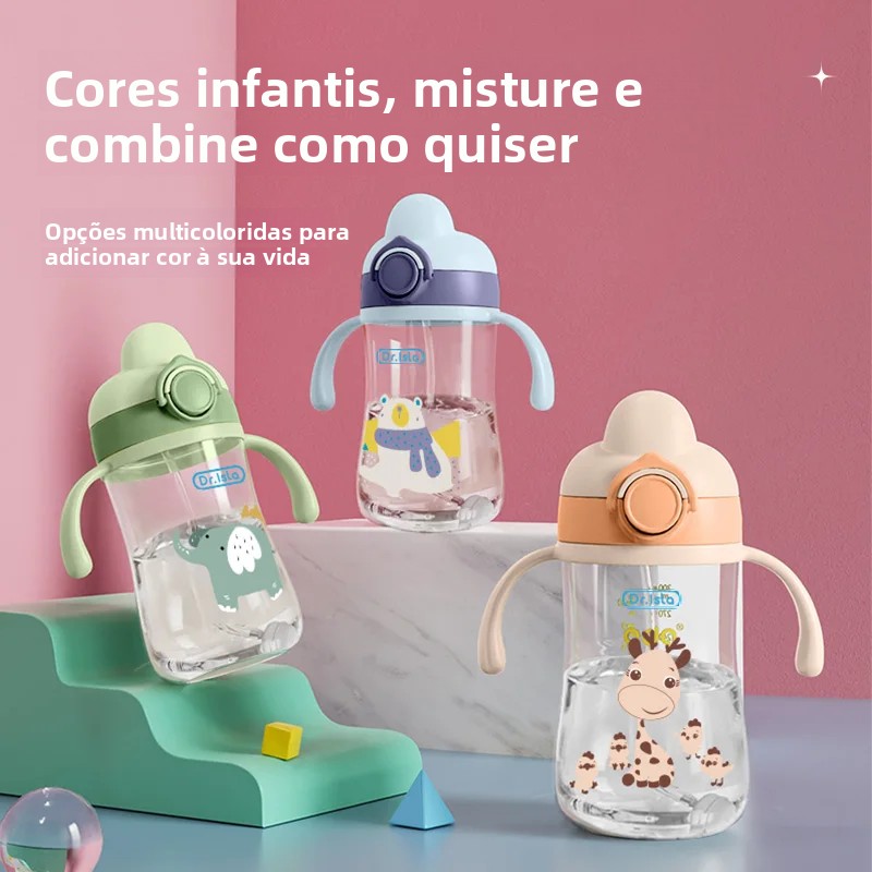 Garrafas de água portáteis para bebês, 300ml, copo de alimentação com canudo, crianças aprendem a alimentar, garrafa para crianças, copos de treinamento, sem bpa