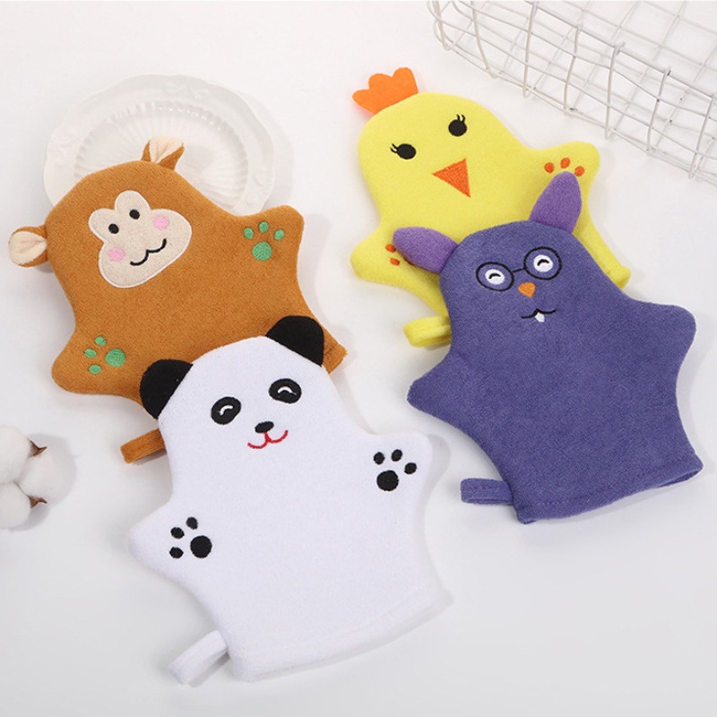 Baby-Badehandschuhe für Kinder, Kleinkinder, Cartoon-Tierform, Duschbürste, Waschlappen zum Baden, Kinder, Waschen, saubere Duschmassage