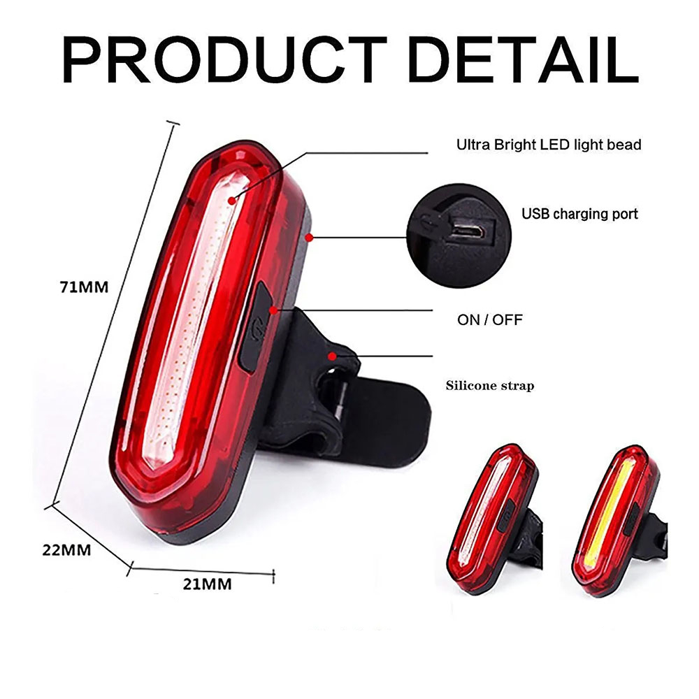 DOMEN Bicycle Taillight MTB Light Bike Rear Light USB Rechargeable LED Cycling Warning Light Bicycle Lamp Bicycle Accessories