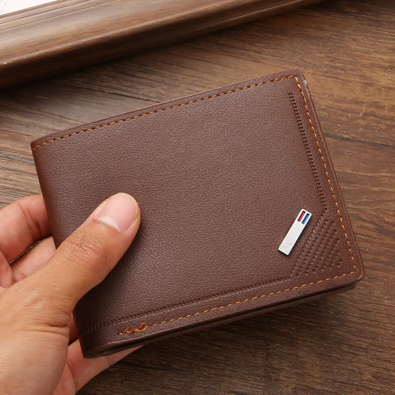 Portefeuilles courts en cuir pour hommes d'affaires, pince à billets, porte-carte de crédit, porte-monnaie fin minimaliste à deux volets