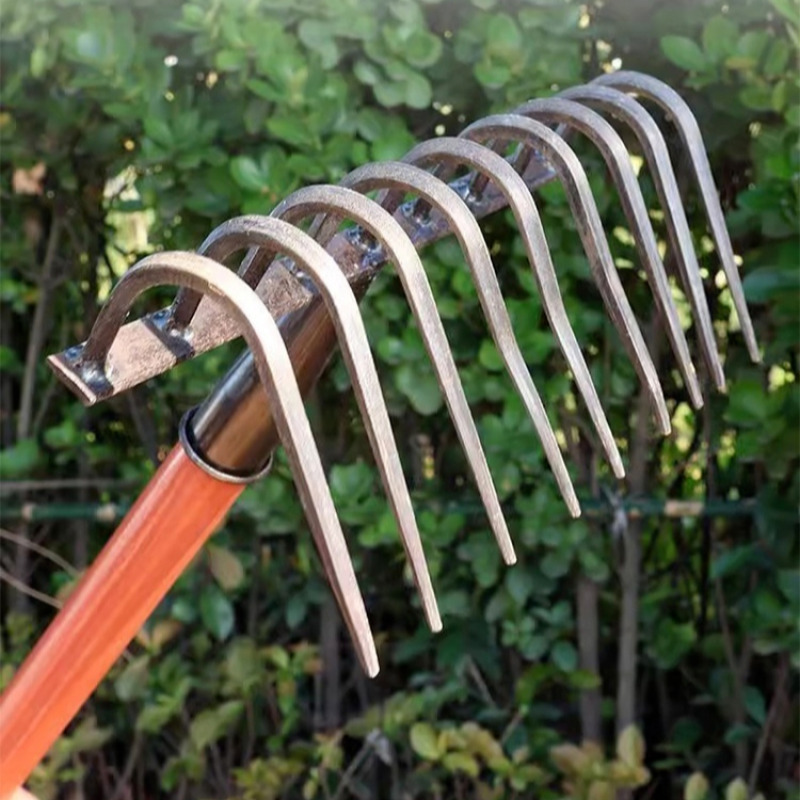 Rastrillo de uñas multifuncional Ninetooth, rastrillo de uñas de acero al manganeso resistente y duradero para el hogar, herramienta agrícola de jardín