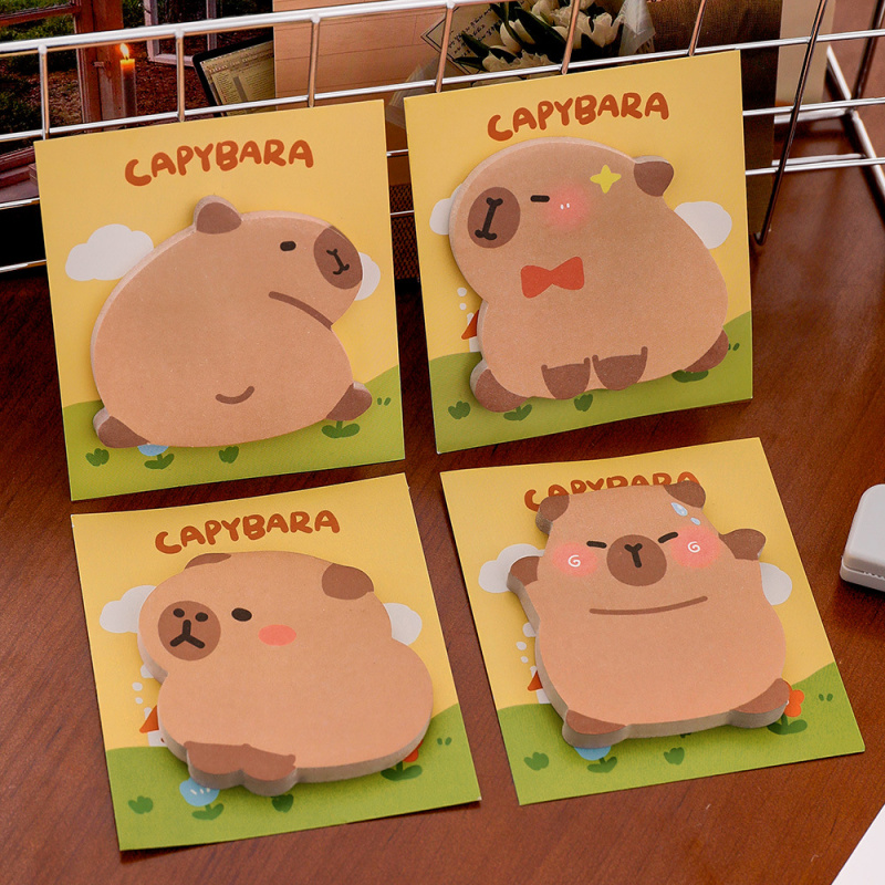 Cuaderno de dibujos animados de capibara, notas adhesivas de forma especial para estudiantes, lindo Bloc de notas autoadhesivo, notas de mensaje de capribara, pegatinas secundarias
