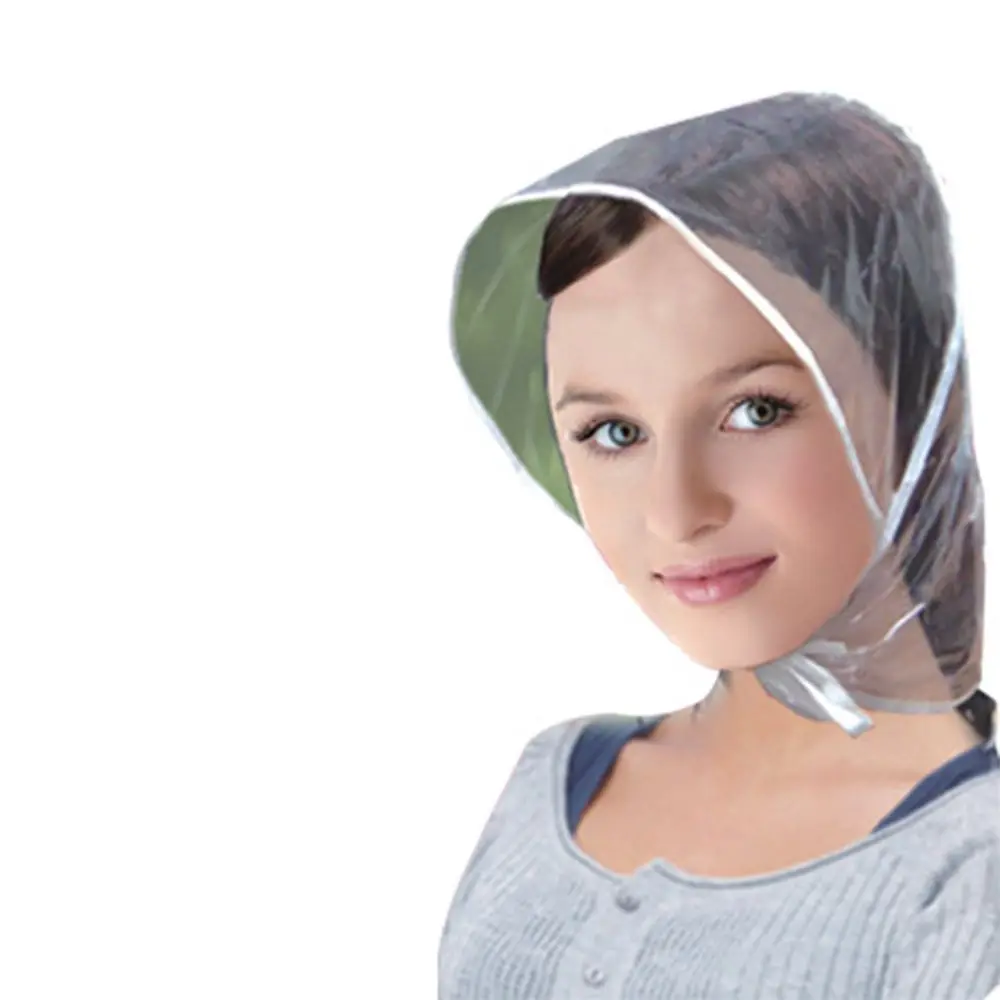 Cappello a vento antipioggia in plastica impermeabile riutilizzabile cappuccio con cappuccio trasparente per capelli