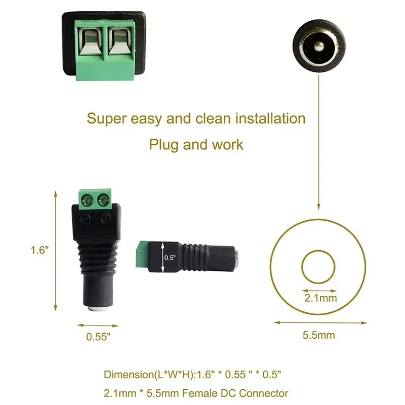 10 pares (20 piezas) coaxial Cat5 a Bnc DC enchufe macho conector hembra DC adaptador de enchufe Av BNC UTP para cámara CCTV Video Balun