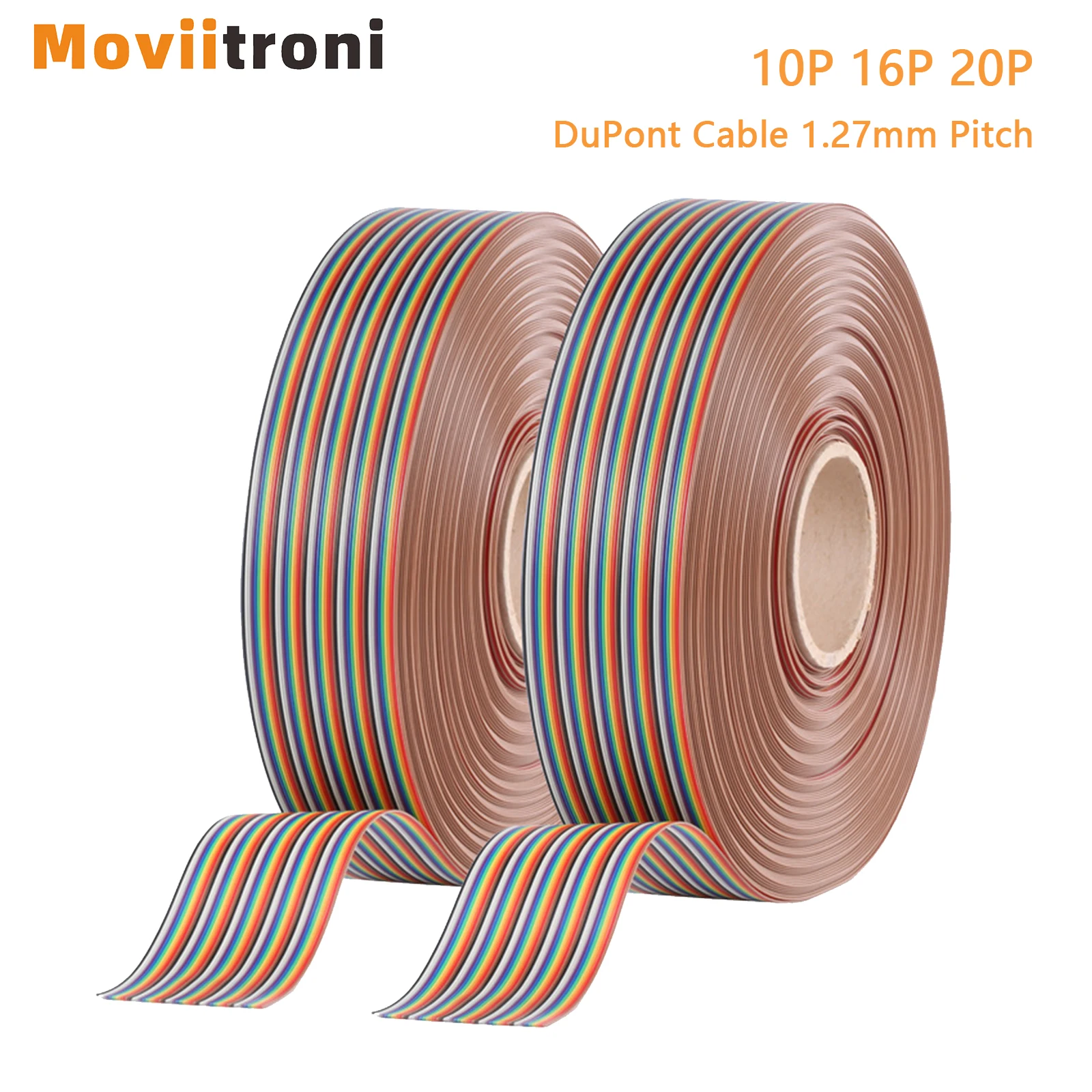 1M 10P/16P/20P DuPont-Kabel 1,27 mm PITCH 28AWG Flachbandkabel mit reinem Kupferkern Regenbogen-DuPont-Draht für FC Dupont-Stecker
