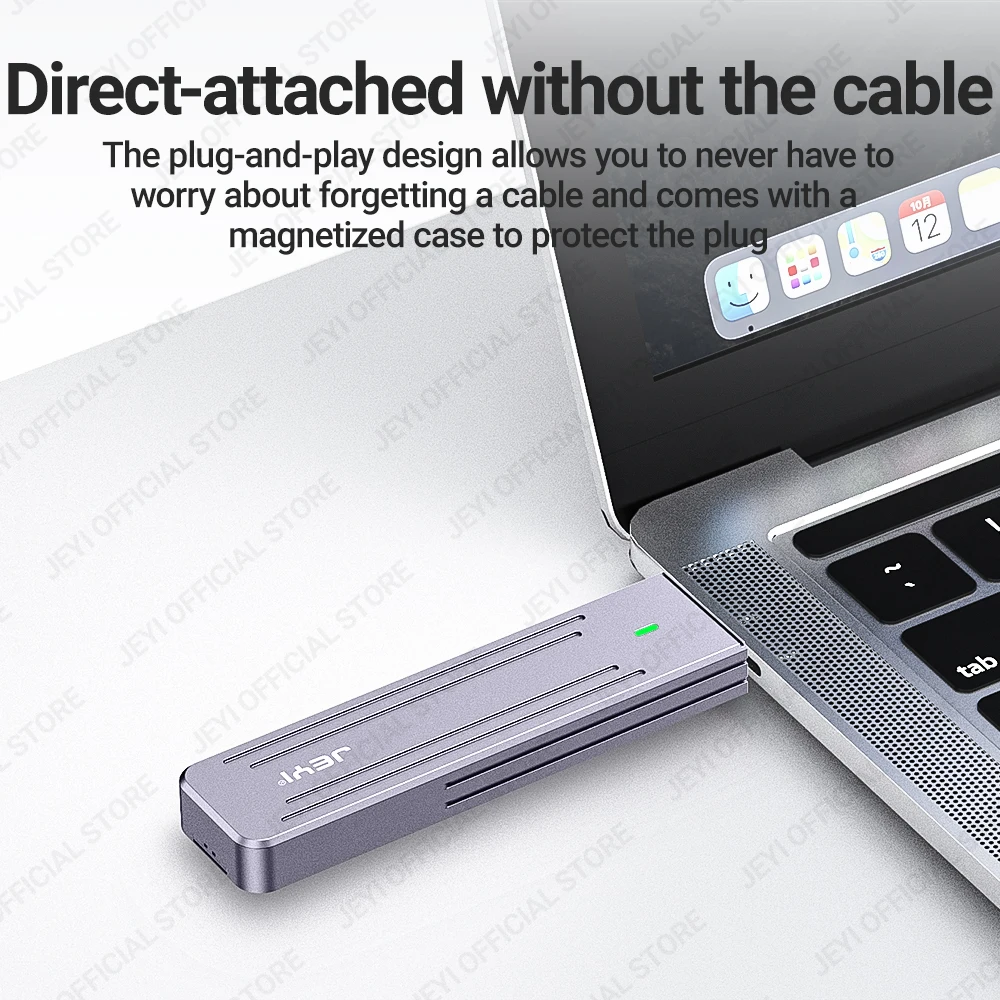 JEYI Caja NVMe M.2 de conexión directa, enchufe USB-A USB 3,2 10Gbps en línea de aluminio 2242 2280 SSD con funda protectora magnética