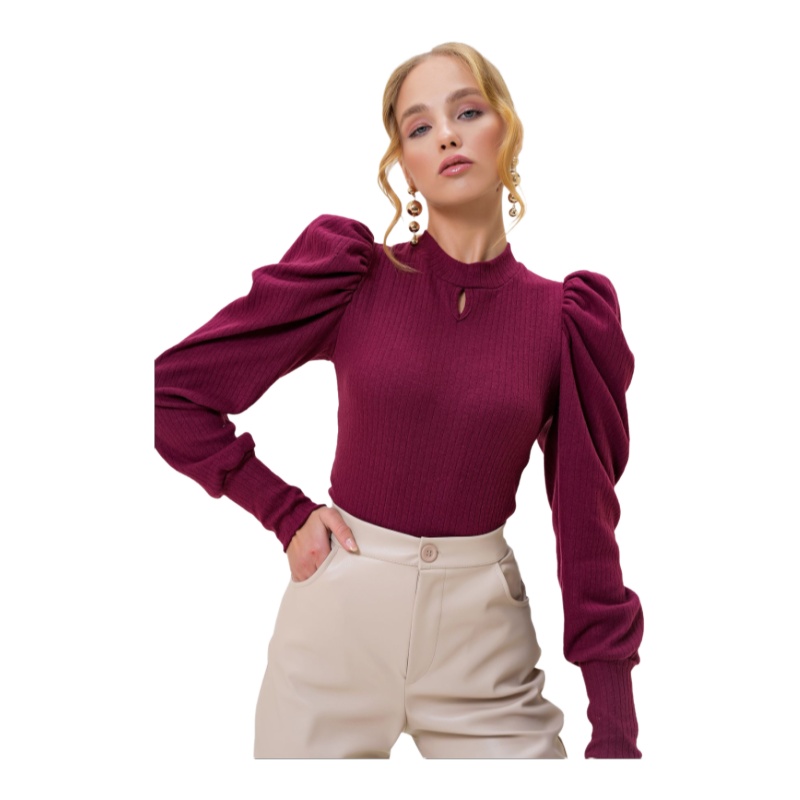 TYZA Trend Alaçatı Stili Women Blouse PuffedRuffle Sleeve Unprinted Woven Regular Fit Crew Neck Evening Daily Plain