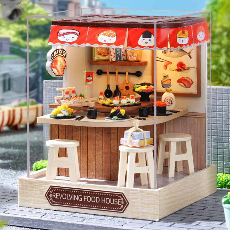 มินิบ้านตุ๊กตาจิ๋ว DIY บ้านหลังเล็กชุดพร้อมเฟอร์นิเจอร์ห้องทําของเล่นบ้านตกแต่งห้องนอนตุ๊กตาไม้