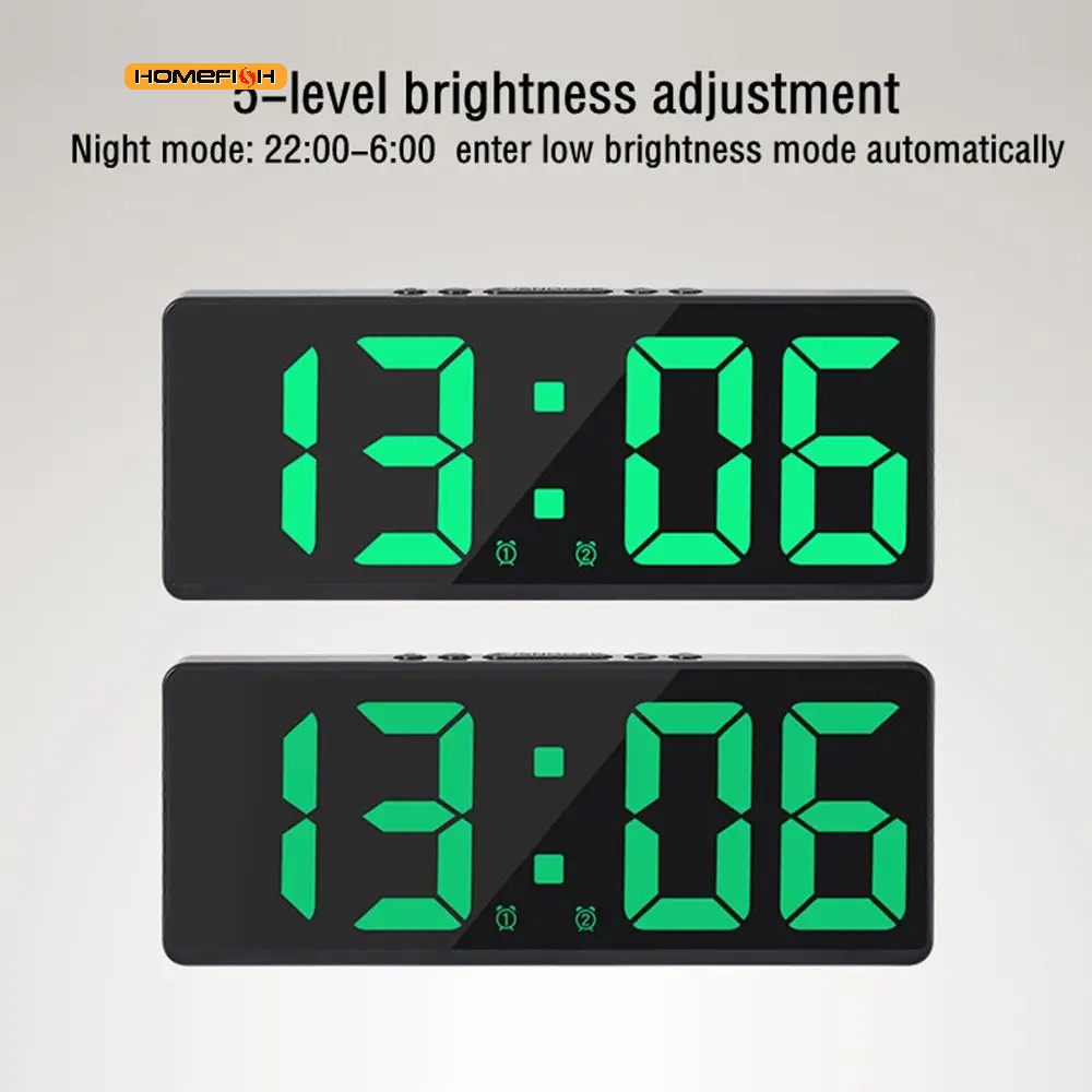 นาฬิกาตั้งโต๊ะดิจิตอล LED ตัวเลขใหญ่ พร้อมไฟกลางคืน แสดงอุณหภูมิ ปฏิทิน นาฬิกาปลุก ไฟแบ็คไลท์ ตกแต่งบ้าน