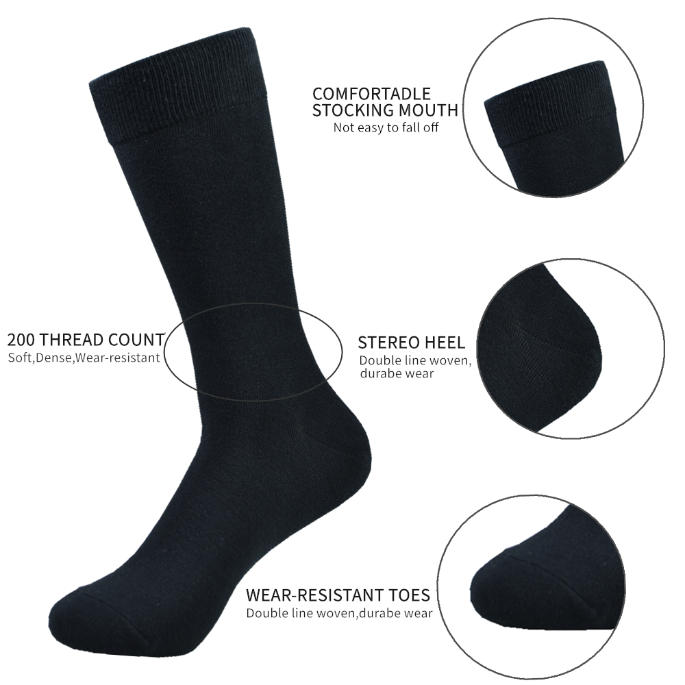 4/5/6/8/10 pares de calcetines de pantorrilla de algodón negro para hombre