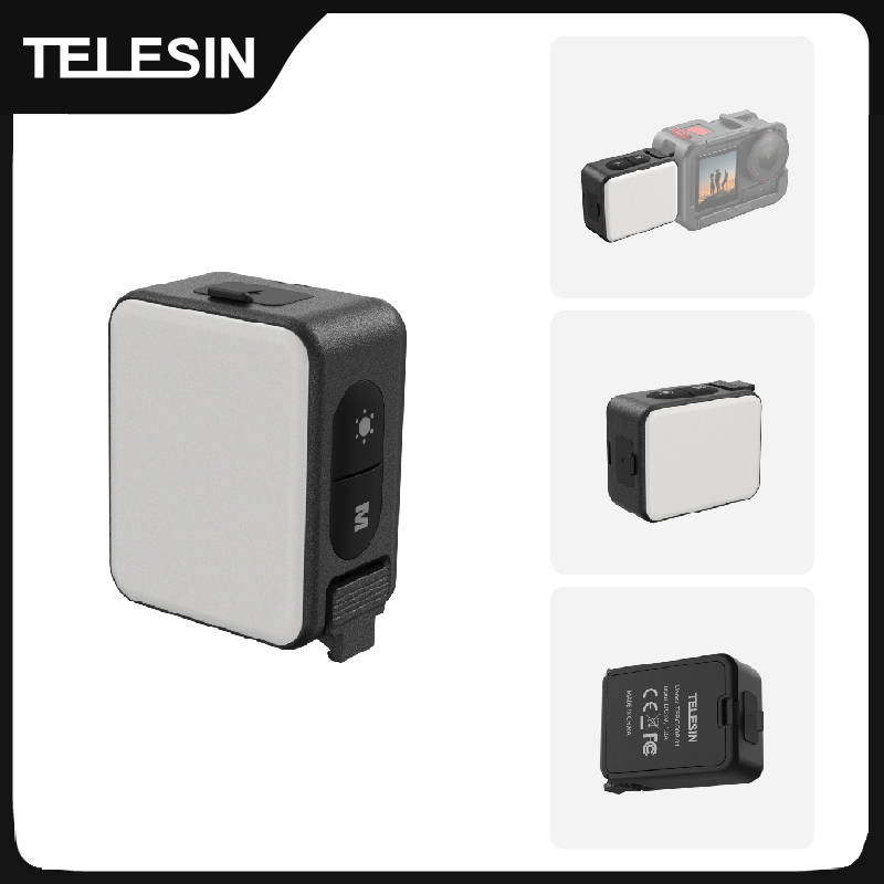 TELESIN Luz de relleno de liberación rápida Mini luz de Selfie impermeable para DJI OSMO Action 2 3 4 5pro Mini luz de Selfie para cámara de acción