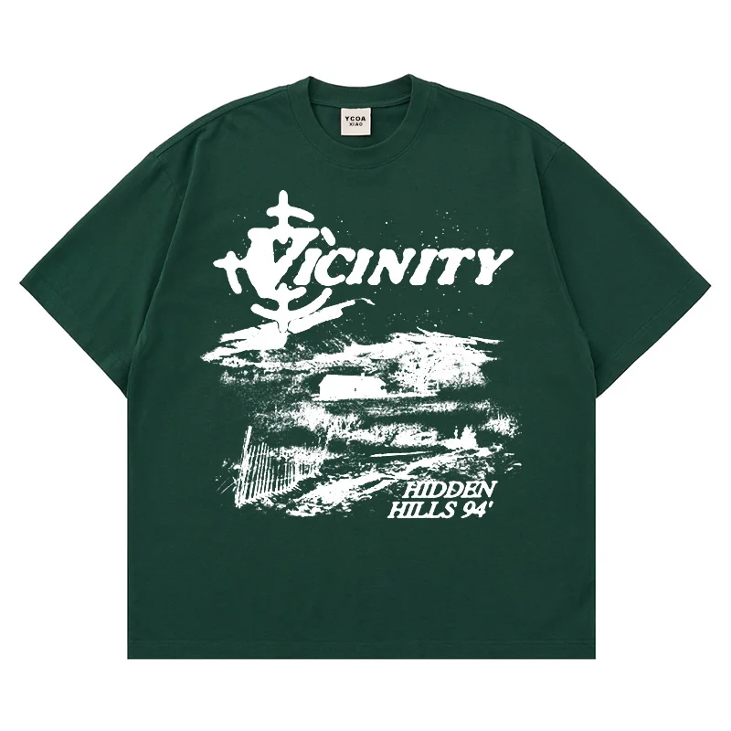 メンズ Tシャツ特大綿韓国ファッションヴィンテージグラフィック Y2k トップスストリート半袖 Tシャツ原宿美的衣類
