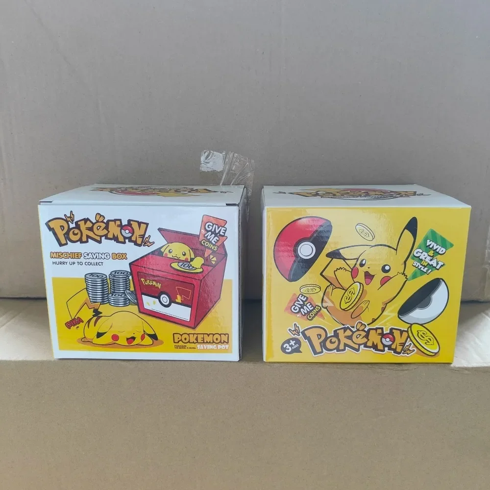 Pokemon Pikachu Piggy Bank Action รูปอะนิเมะการ์ตูนอิเล็กทรอนิกส์กล่องเงินพลาสติกขโมยเหรียญ Piggy Bank เด็กของขวัญของเล่นคริสต์มาส