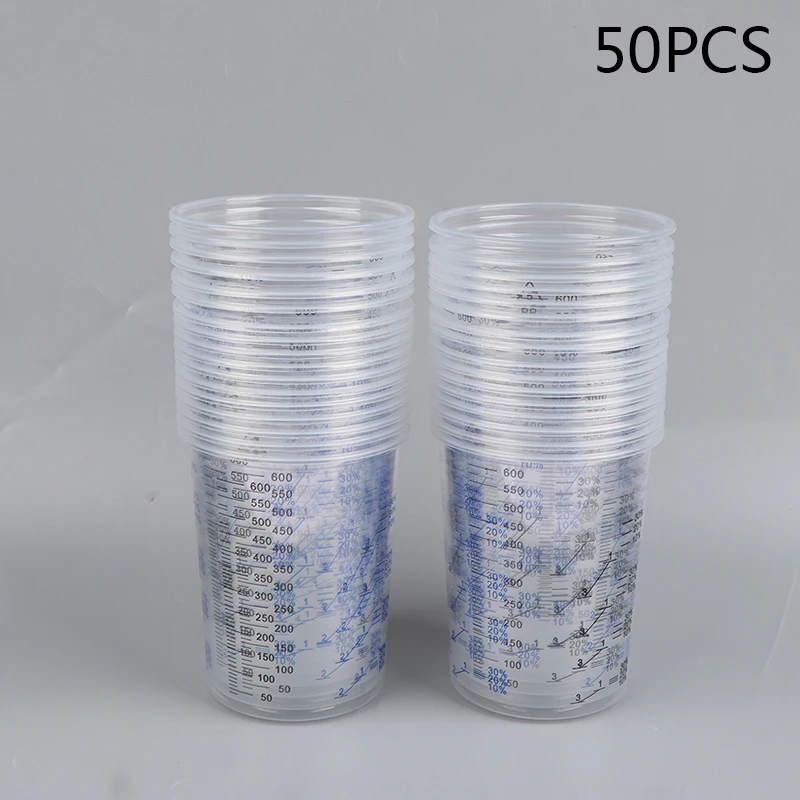 10/50 pz 600ml tazza di miscelazione vernice usa e getta vernice trasparente miscelazione tazza calibrata tazze di miscelazione vernice plastica 600ml vasi di miscelazione