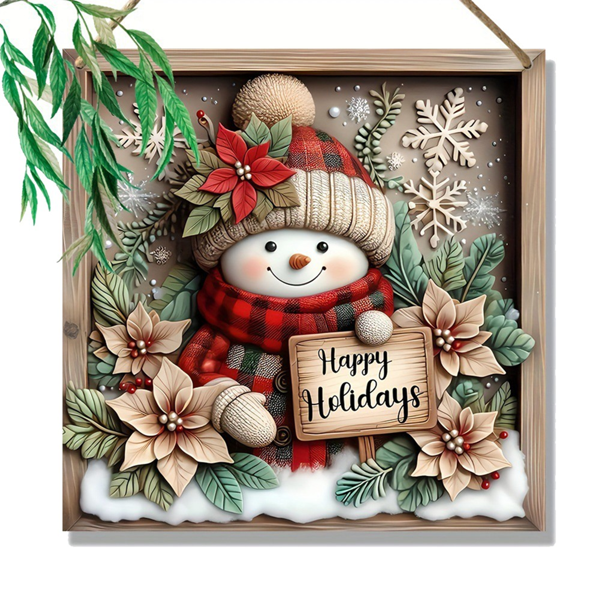 A72P 2D แบนไม้แกะสลัก Snowmans ฉากไม้กัญชาเชือกจี้ตกแต่งเทศกาลคริสต์มาสตกแต่ง