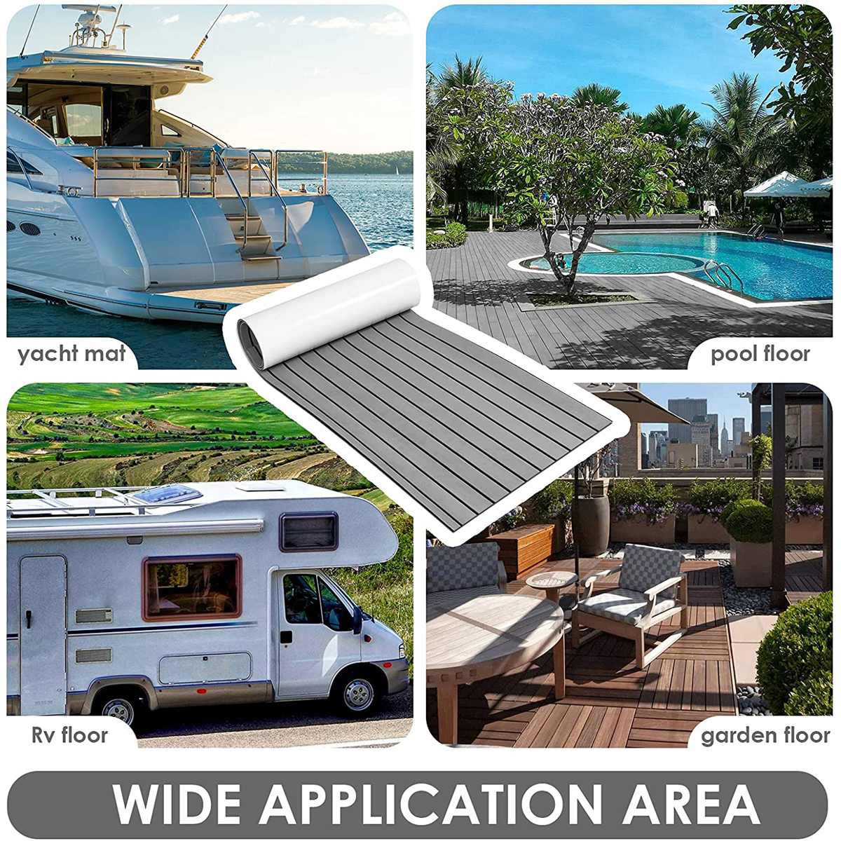 Revestimiento de espuma EVA antideslizante, hoja de cubierta de teca, gris claro, 95x36 ", 2400x900mm, para yate, barco, envío marino