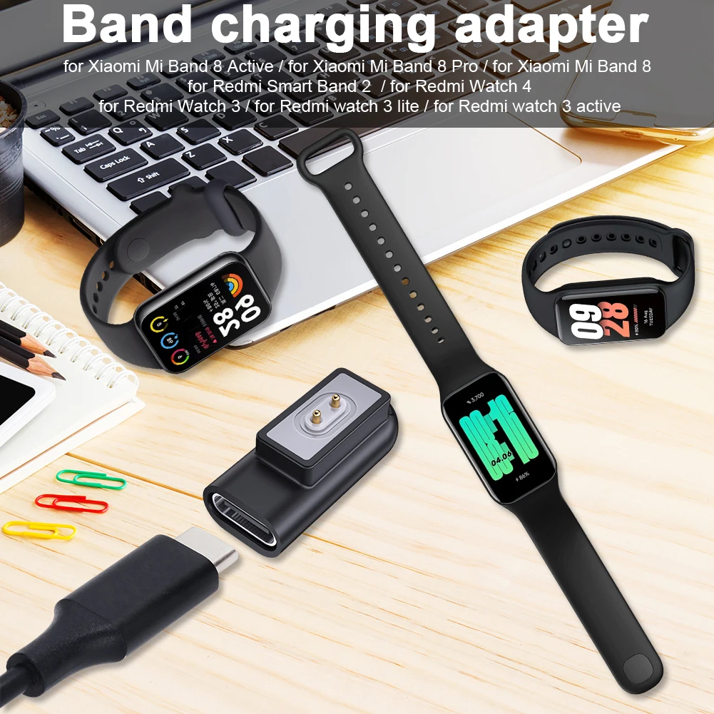 TYPE-C ładowarka USB Adapter do Xiaomi Mi Band 8 Pro bransoletka i Redmi Smart Band 2 zegarek 4 3 przenośne magnetyczne złącze ładowarki