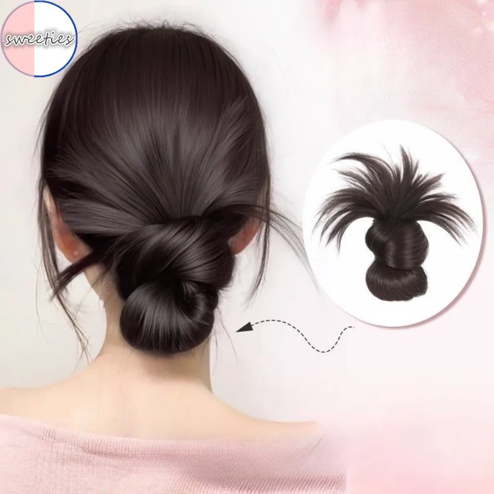 Y2k Chicken Nest Bun Damska peruka syntetyczna w stylu koreańskim Leniwy pączek kwiatowy Słodka i elegancka torba na perukę