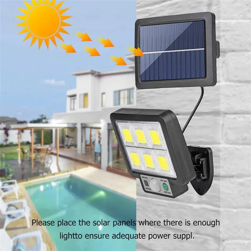 โคมไฟติดผนัง LED พลังงานแสงอาทิตย์แยกพร้อม Motion Sensor - ไฟฉุกเฉินกันน้ํากลางแจ้ง 3 โหมดสําหรับการรักษาความปลอดภัยและ Deco สวนถนน