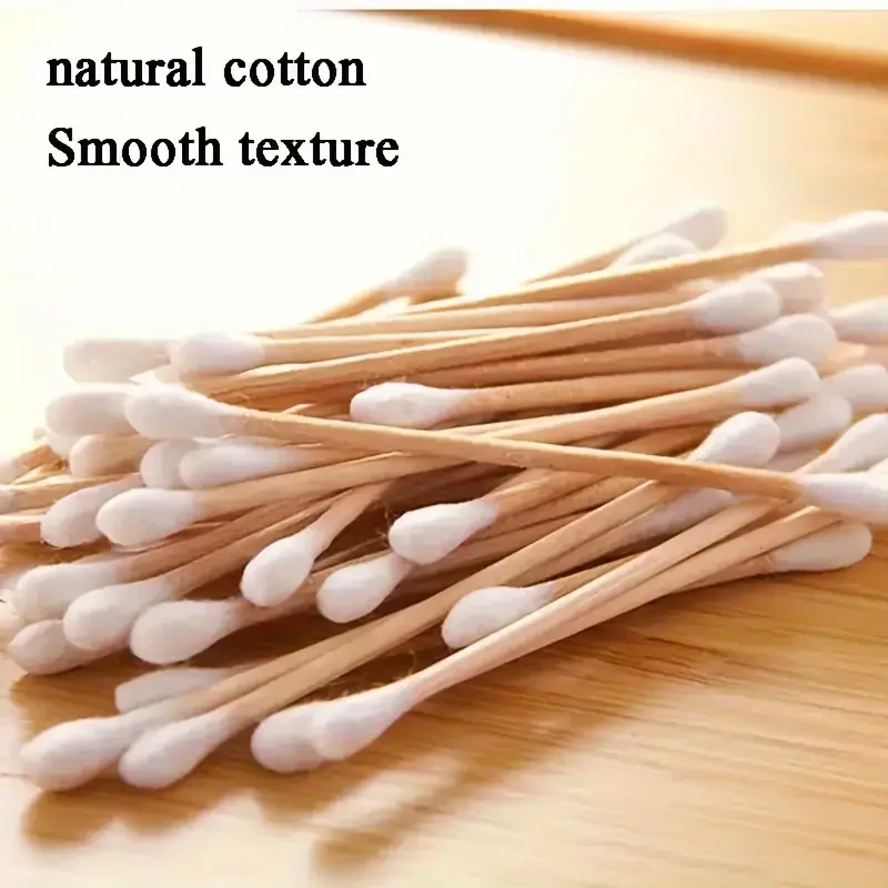 600pcs Double-Headed Swabs, Unscented, Made of Bamboo, for Gentle Ear Cleaning and Makeup