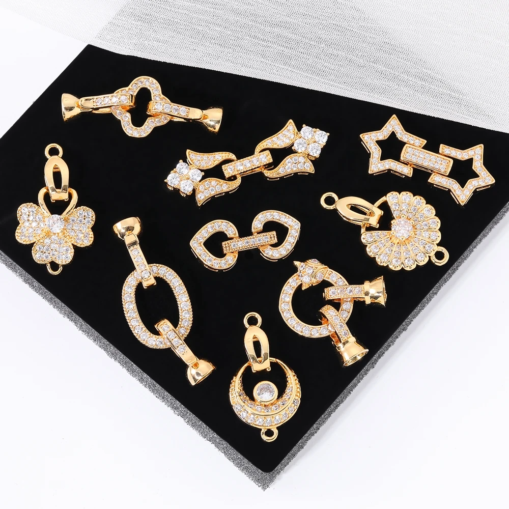 Juya 18k banhado a ouro fixadores decorativos conector fechaduras pérolas fechos acessórios para diy bordado contas jóias fazendo